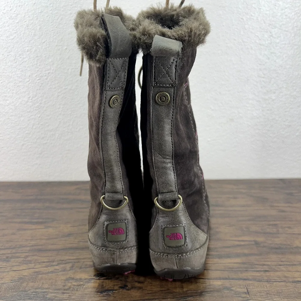 The North Face Womens Boots Size 6 Abby Brown Suede Waterproof Faux Fur 200 Gram
